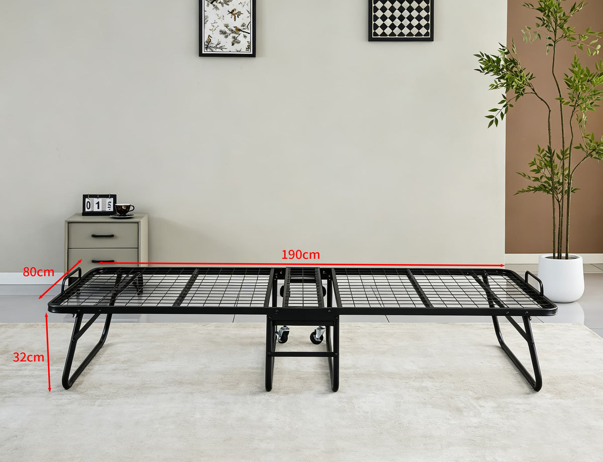Folding bed with mattress