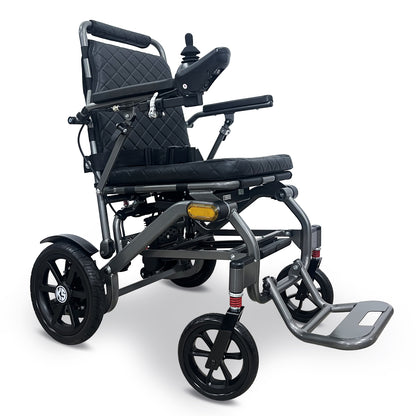 Fold and ride pull along electric wheelchair
