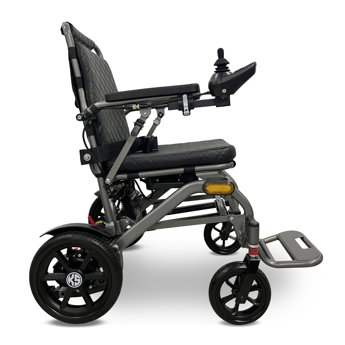 Fold and ride pull along electric wheelchair