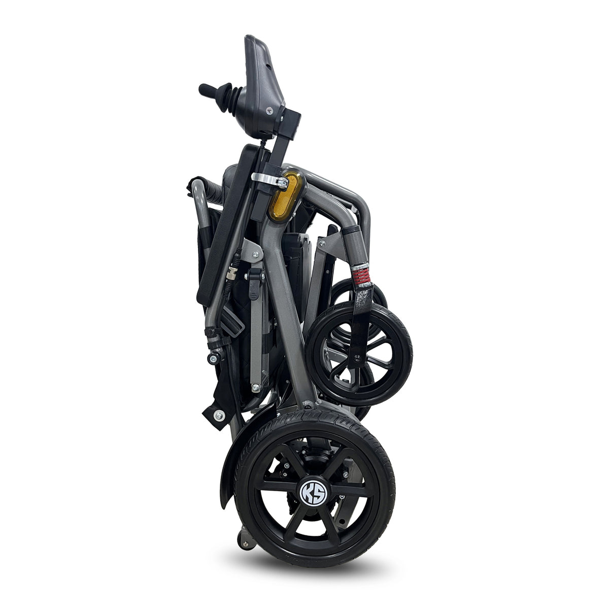 Fold and ride pull along electric wheelchair