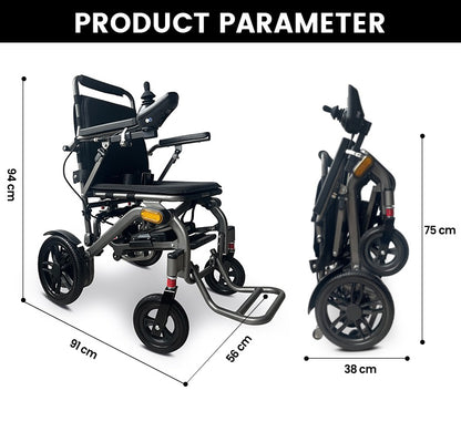 Fold and ride pull along electric wheelchair