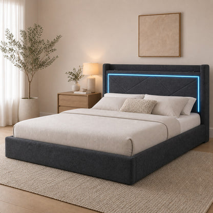 Moonlight Gas Lift Storage Bed With LED