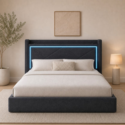 Moonlight Gas Lift Storage Bed With LED