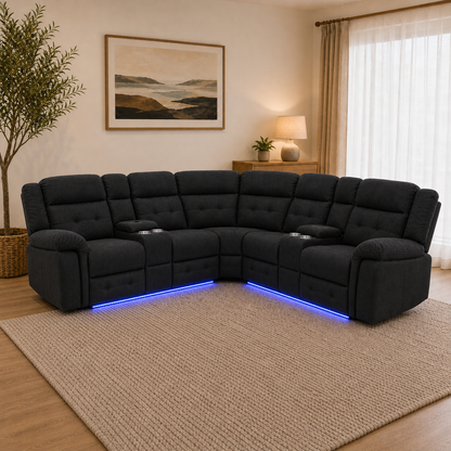 Cobalt Electric Five-Seater Corner Lounge