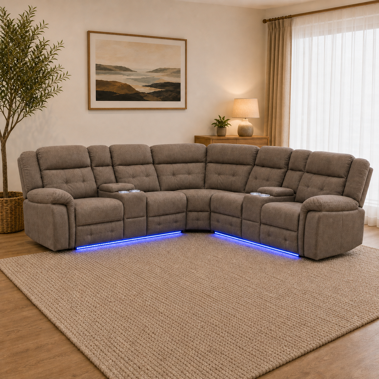 Cobalt Electric Five-Seater Corner Lounge