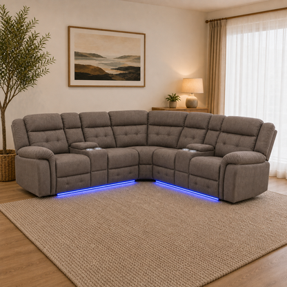 Cobalt Electric Five-Seater Corner Lounge