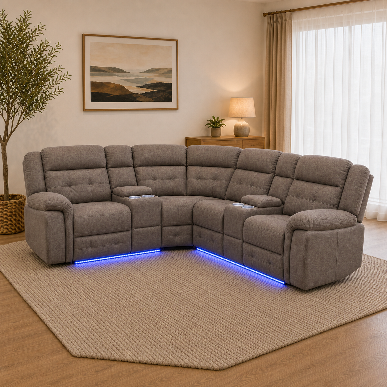 Cobalt Electric Five-Seater Corner Lounge