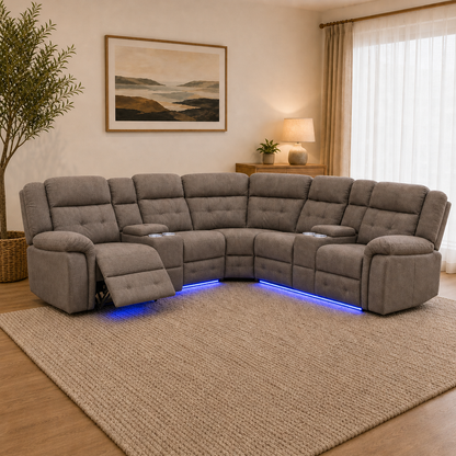 Cobalt Electric Five-Seater Corner Lounge