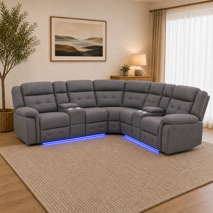 Cobalt Electric Five-Seater Corner Lounge